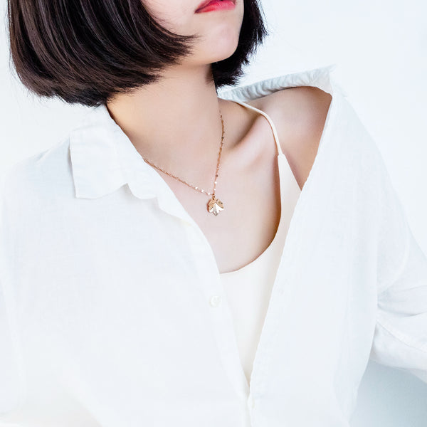 Women's Fashion Rose Gold Maple Pendant Necklace-Womens Pendant Necklace-SunnyHouse Jewelry