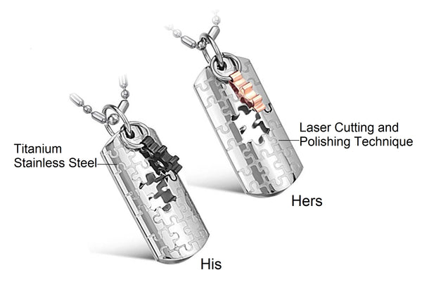 His & Hers Matching Set Your Key to My Heart Tag Pendant Necklace Couple Jewelry Set-Couple Necklace-SunnyHouse Jewelry