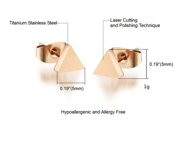 Women's Fashion Rose Gold Triangle Stud Earrings-Womens Earrings-SunnyHouse Jewelry
