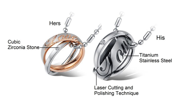 His & Hers Matching Set True Love Tag Pendant Necklace Couple Jewelry Set-Couple Necklace-SunnyHouse Jewelry