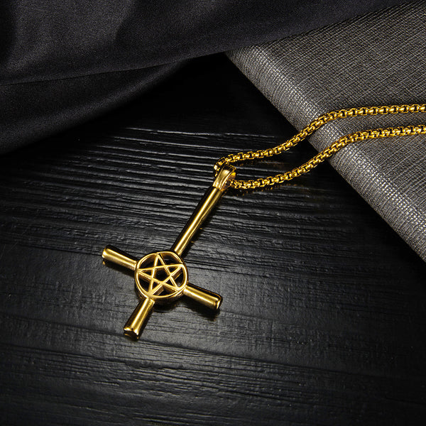 Men's Fashion Star Cross Hip Hop Pendant Necklace-Mens Pendant Necklace-SunnyHouse Jewelry