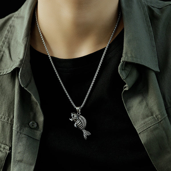 Men's Fashion Piranha Pendant Necklace-Mens Pendant Necklace-SunnyHouse Jewelry