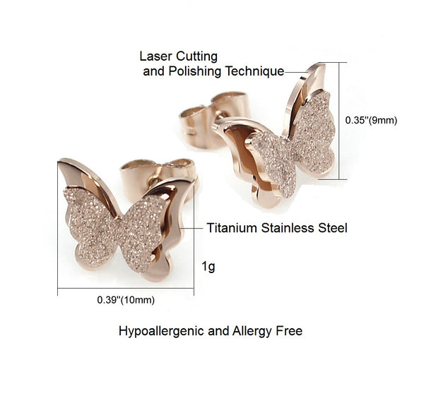 Women's Fashion Rose Gold Butterfly Earrings-Womens Earrings-SunnyHouse Jewelry