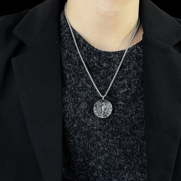Men's Fashion Eagle Coin Pendant Necklace-Mens Pendant Necklace-SunnyHouse Jewelry
