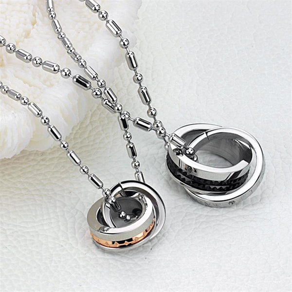 His & Hers Matching Set Love Eternal Tag Pendant Necklace Couple Jewelry Set-Couple Necklace-SunnyHouse Jewelry