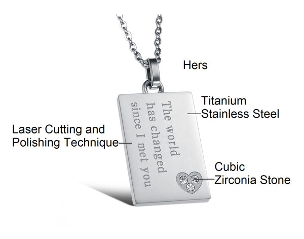 His & Hers Matching Set You Chnaged Me Love Tag Couple Necklace Couple Jewelry Set-Couple Necklace-SunnyHouse Jewelry