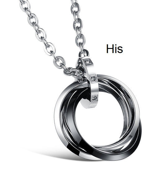 His & Hers Matching Set Love Ring Couple Necklace Couple Jewelry Set-Couple Necklace-SunnyHouse Jewelry