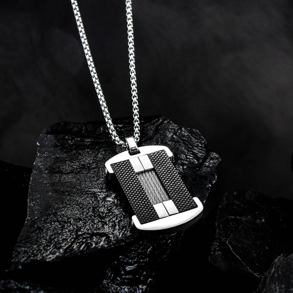 Men's Fashion Hip Hop Carbon Fibre Tag Pendant Necklace-Mens Pendant Necklace-SunnyHouse Jewelry