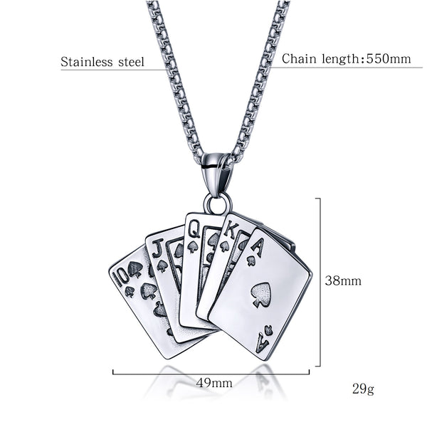 Men's Fashion Poker Winner Pendant Necklace-Mens Pendant Necklace-SunnyHouse Jewelry