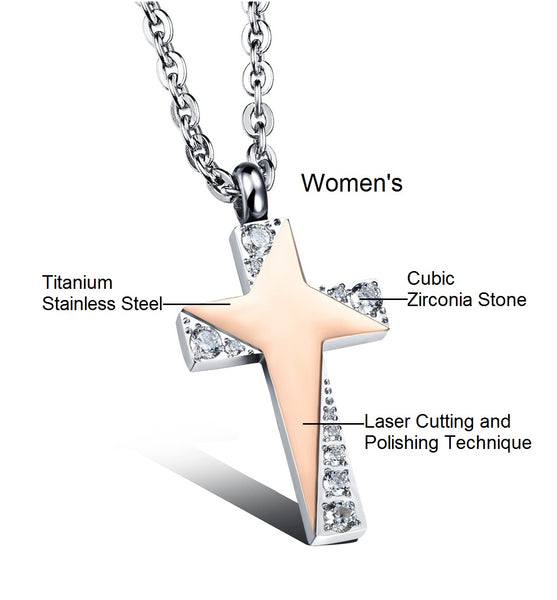 His & Hers Matching Set Blinking Cross Couple Necklace Couple Jewelry Set-Couple Necklace-SunnyHouse Jewelry