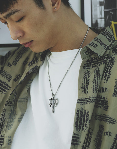 Men's Fashion Ax Cross Pendant Necklace-Mens Pendant Necklace-SunnyHouse Jewelry