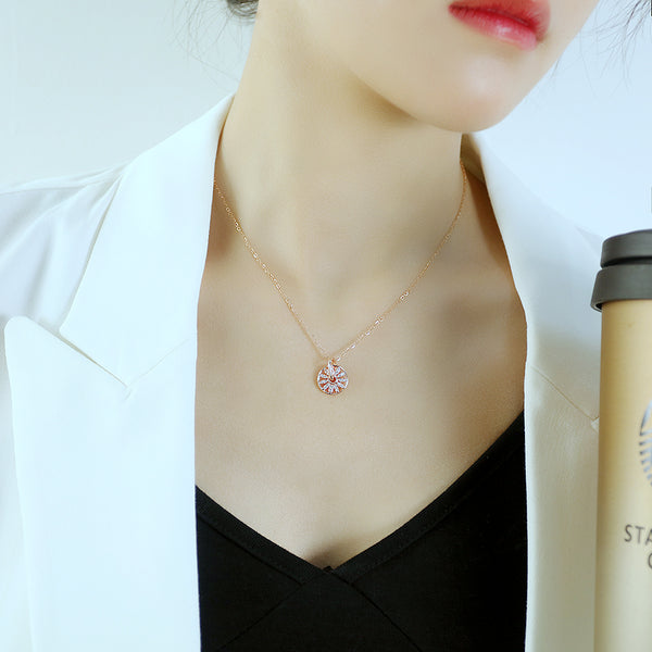 Women's Fashion Diamond Wheel Pendant Necklace-Womens Pendant Necklace-SunnyHouse Jewelry