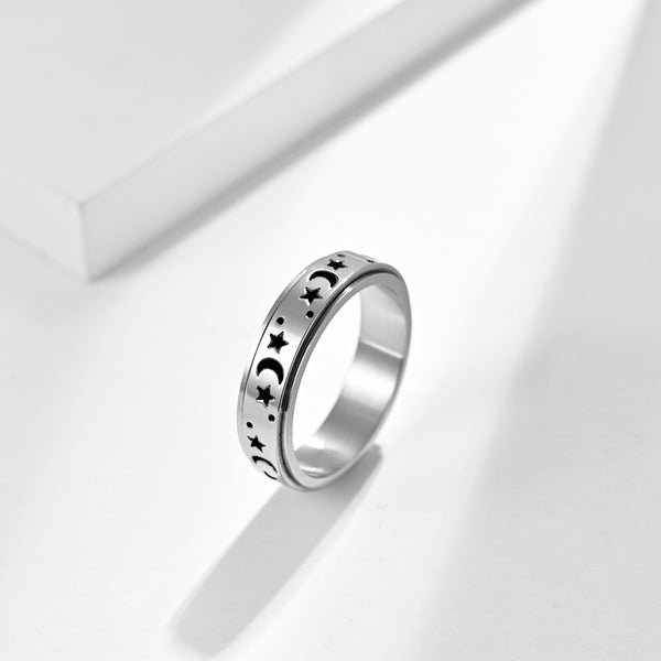 Women's Fashion Moon and Star Ring-Womens Ring-SunnyHouse Jewelry