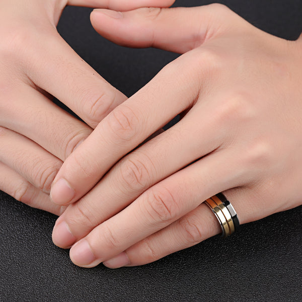 Men's Fashion Black and Gold Ring-Mens Ring-SunnyHouse Jewelry