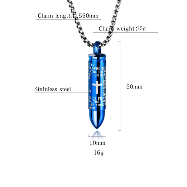 Men's Fashion Blue Bullet Pendant Necklace-Mens Pendant Necklace-SunnyHouse Jewelry