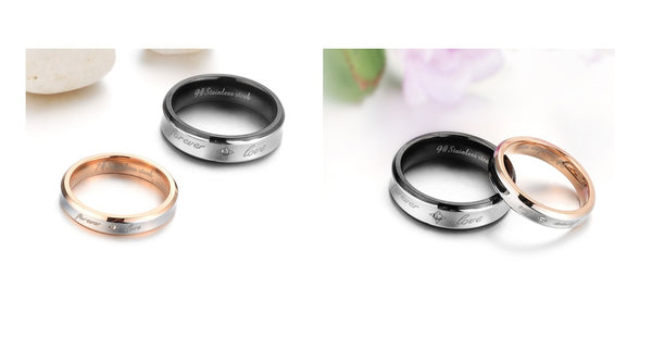 His & Hers Matching Set Forever Love Couple Rings, Wedding Band Set, Valentine, Anniversary, Wedding, Promise, Engagement Ring-Couple Rings-SunnyHouse Jewelry