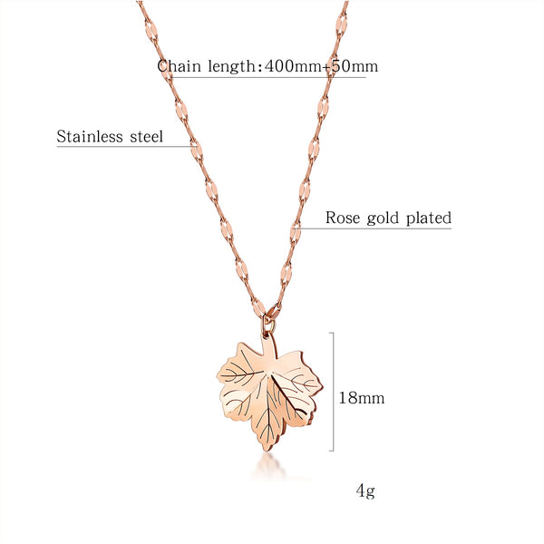Women's Fashion Rose Gold Maple Pendant Necklace-Womens Pendant Necklace-SunnyHouse Jewelry