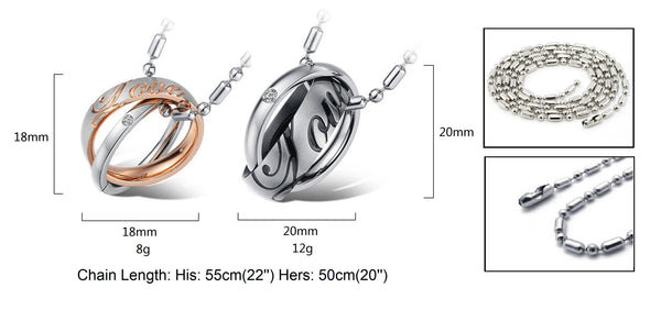 His & Hers Matching Set True Love Tag Pendant Necklace Couple Jewelry Set-Couple Necklace-SunnyHouse Jewelry