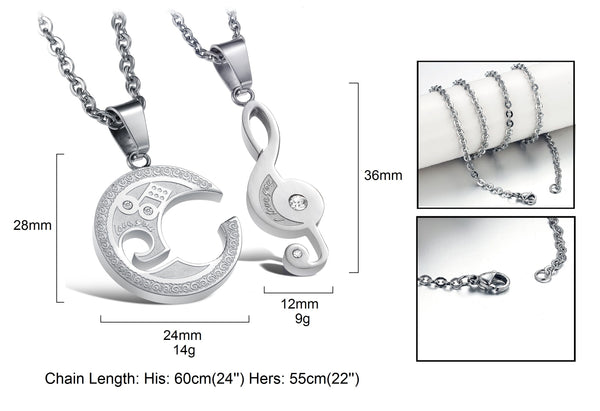His & Hers Matching Set Stradivarius Style Couple Necklace Couple Jewelry Set-Couple Necklace-SunnyHouse Jewelry