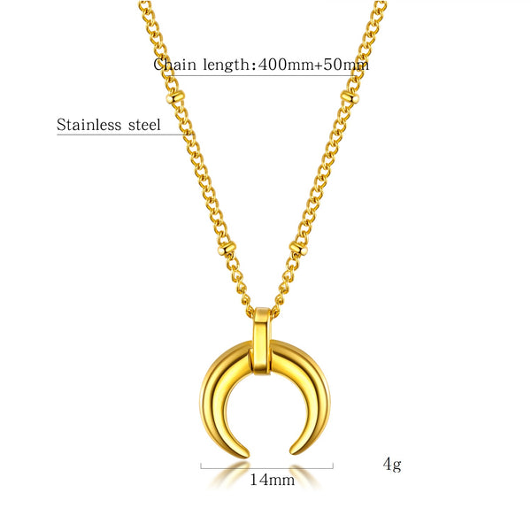 Women's Fashion Golden Moon Pendant Necklace-Womens Pendant Necklace-SunnyHouse Jewelry