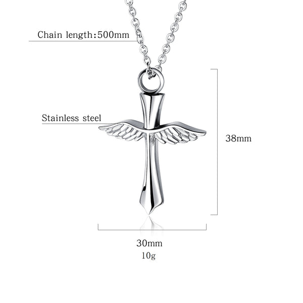 Men's Fashion Angel Cross Pendant Necklace-Mens Pendant Necklace-SunnyHouse Jewelry