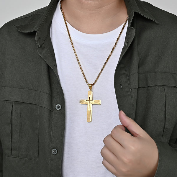 Men's Fashion Simple Cross Pendant Necklace-Mens Pendant Necklace-SunnyHouse Jewelry
