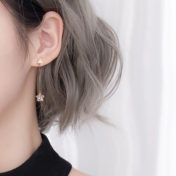 Women's Fashion Rose Gold Star Drop Earrings-Womens Earrings-SunnyHouse Jewelry