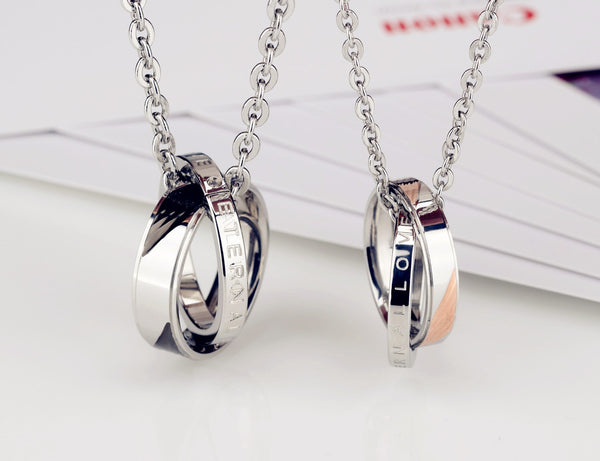 His & Hers Matching Set Valentine Rings Couple Necklace Couple Jewelry Set-Couple Necklace-SunnyHouse Jewelry