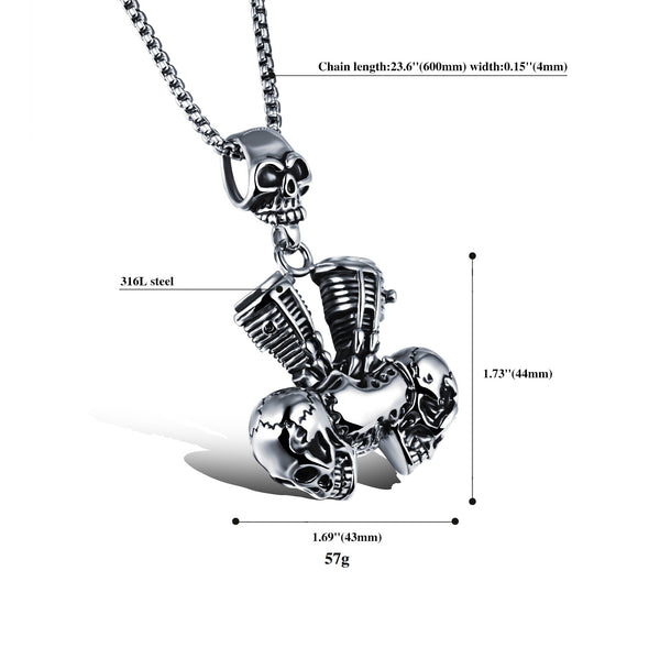 Men's Fashion Skull Engine Pendant Necklace-Mens Pendant Necklace-SunnyHouse Jewelry