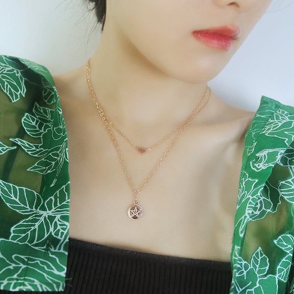 Women's Fashion Star and Heart Pendant Necklace-Womens Pendant Necklace-SunnyHouse Jewelry