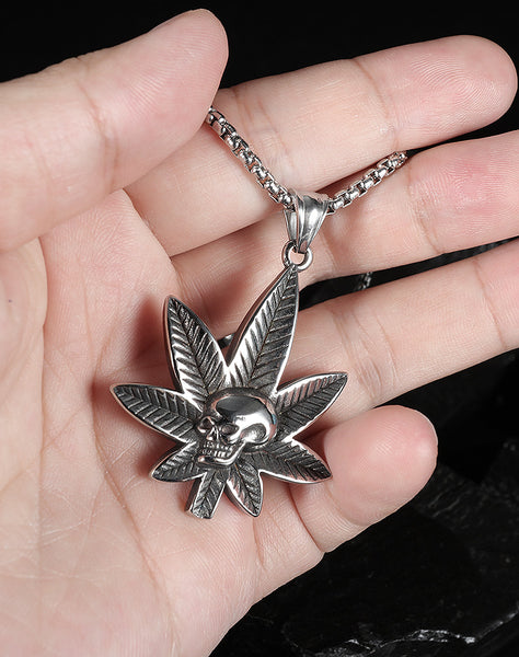 Men's Fashion Hip Hop Skull Maple Pendant Necklace-Mens Pendant Necklace-SunnyHouse Jewelry