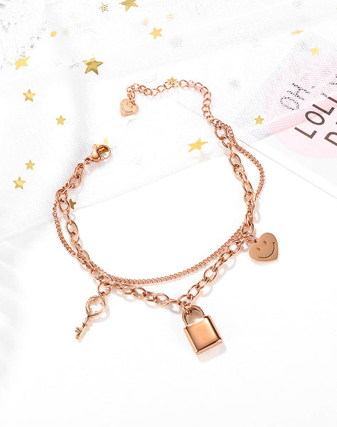 Women's Fashion Smiling Lock Bracelet-Womens Bracelet-SunnyHouse Jewelry