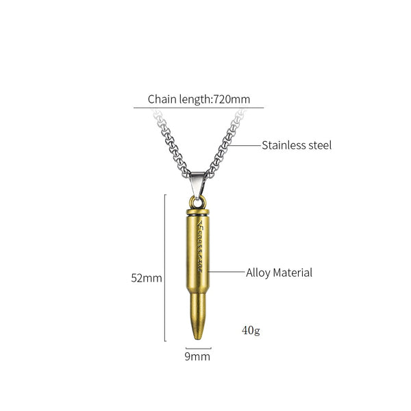 Men's Fashion Gold Bullet Pendant Necklace-Mens Pendant Necklace-SunnyHouse Jewelry