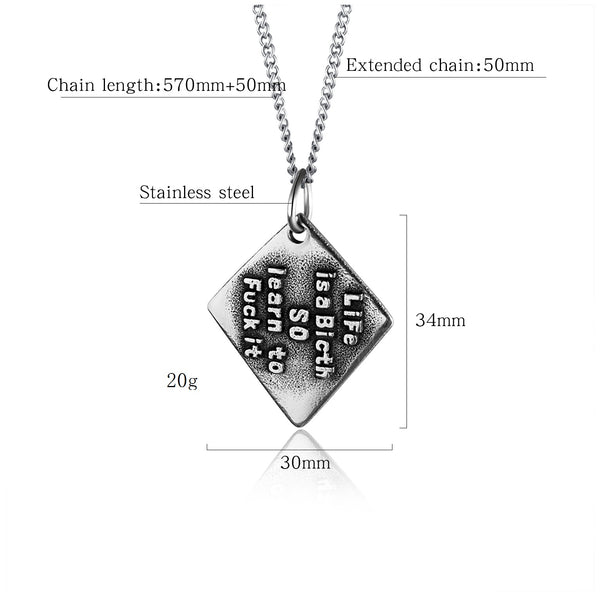 Men's Fashion Life is a Bitch Pendant Necklace-Mens Pendant Necklace-SunnyHouse Jewelry