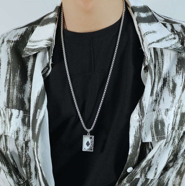Men's Fashion Ace Pendant Necklace-Mens Pendant Necklace-SunnyHouse Jewelry
