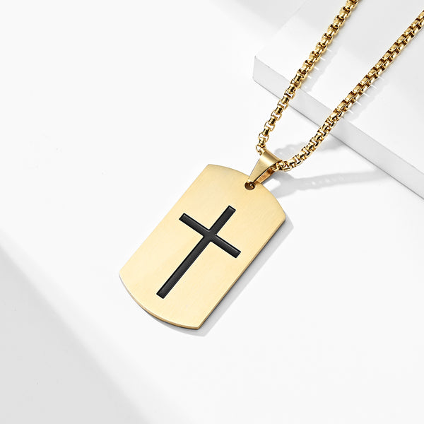 Men's Fashion Cross Tag Pendant Necklace-Mens Pendant Necklace-SunnyHouse Jewelry