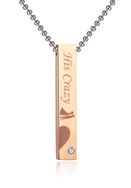 His & Hers Love Heart Matching Set Her Weirdo His Crazy Tag Pendant Necklace Couple Jewelry Set-Couple Necklace-SunnyHouse Jewelry