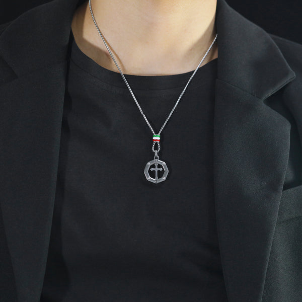 Men's Fashion Cross Compass Pendant Necklace-Mens Pendant Necklace-SunnyHouse Jewelry