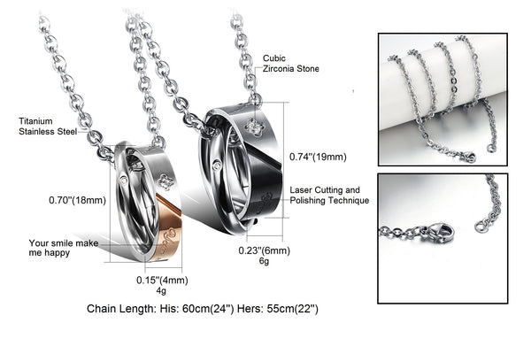 His & Hers Matching Set Your Smile Makes Me Happy Couple Necklace Couple Jewelry Set-Couple Necklace-SunnyHouse Jewelry