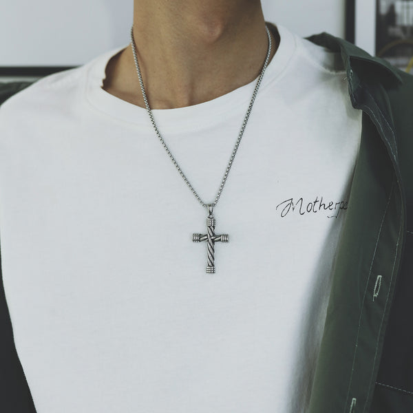 Men's Fashion Rope Cross Pendant Necklace-Mens Pendant Necklace-SunnyHouse Jewelry