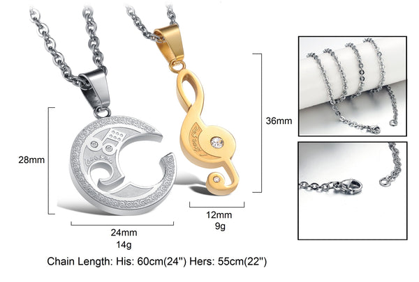 His & Hers Matching Set Stradivarius Style Couple Necklace Couple Jewelry Set-Couple Necklace-SunnyHouse Jewelry