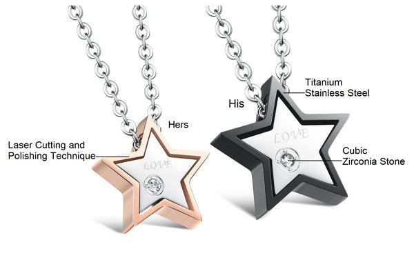 His & Hers Matching Set Star Love Couple Necklace Couple Jewelry Set-Couple Necklace-SunnyHouse Jewelry