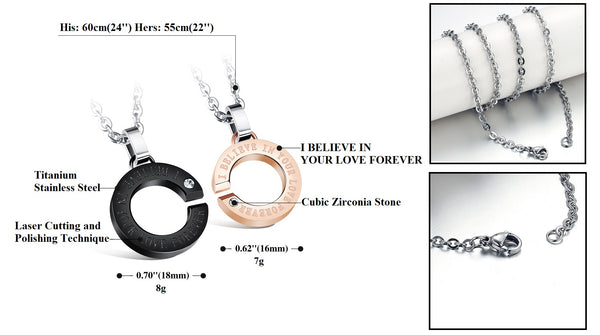 His & Hers Matching Set I Belive in You Love Forever Couple Necklace Couple Jewelry Set-Couple Necklace-SunnyHouse Jewelry