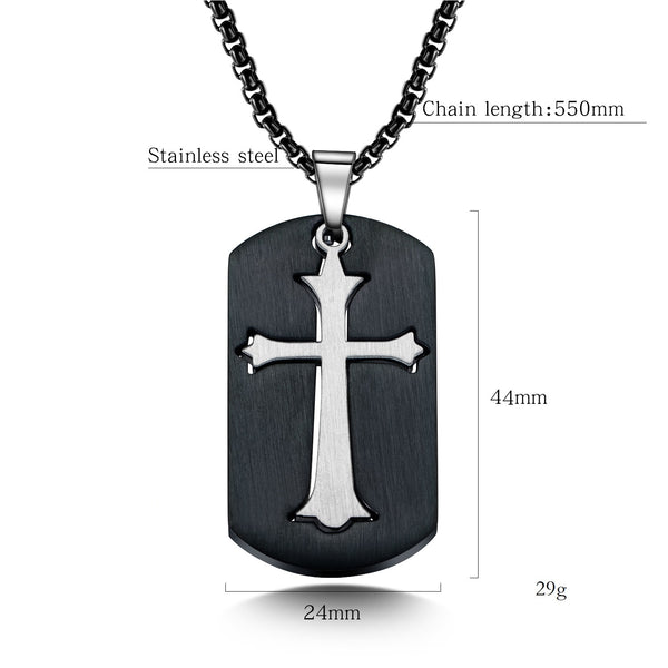Men's Fashion Cross Tag Pendant Necklace-Mens Pendant Necklace-SunnyHouse Jewelry