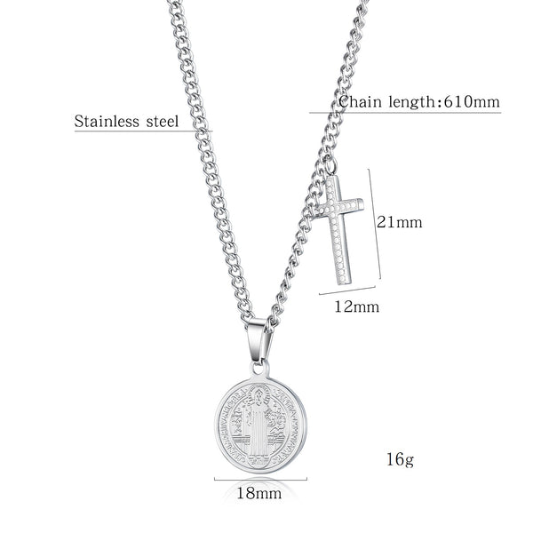 Men's Fashion Virgin Mary Cross Pendant Necklace-Mens Pendant Necklace-SunnyHouse Jewelry