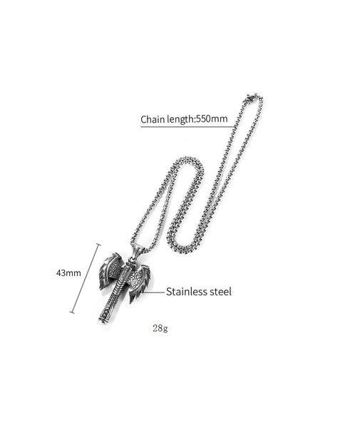 Men's Fashion Ax Cross Pendant Necklace-Mens Pendant Necklace-SunnyHouse Jewelry