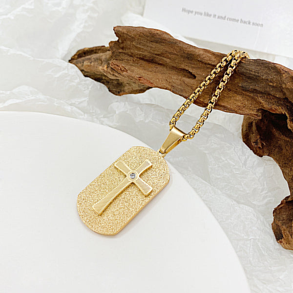 Men's Fashion Cross Tag Pendant Necklace-Mens Pendant Necklace-SunnyHouse Jewelry