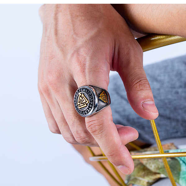 Men's Fashion Viking Triangle Hip Hop Ring-Mens Ring-SunnyHouse Jewelry