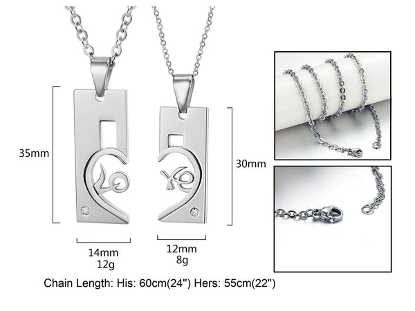 His & Hers Matching Set You and Me Couple Necklace Couple Jewelry Set-Couple Necklace-SunnyHouse Jewelry