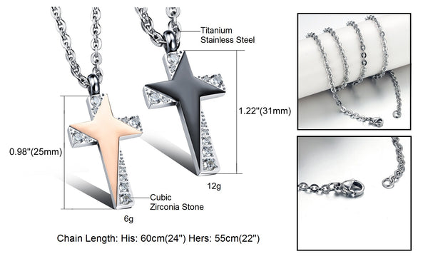 His & Hers Matching Set Blinking Cross Couple Necklace Couple Jewelry Set-Couple Necklace-SunnyHouse Jewelry